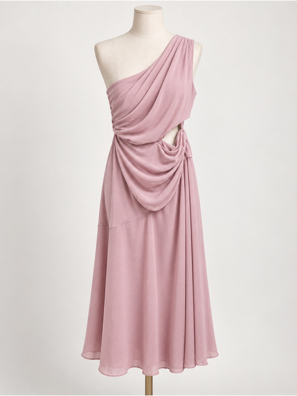 NWT Fame and Partners Blush Pink One-Shoulder Maxi Dress Size 14